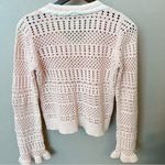 DH tennis pullover sweater, pointelle knit, baby pink w. white cableknit detail Photo 3