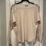 Liv Milano Size M Pale Pink Boat Neck Ribbon Beaded Embellished Sleeve Knit Top Size M Photo 6