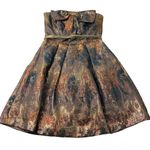 Eva Franco Strapless Tube Bow Bronze Gold Metallic Casual Prom Party Sexy Dress Size 2 Photo 1