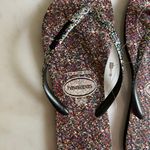 Havaianas Flip Flops Carnaval Black Sparkle Glitter Confetti Photo 5