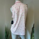 Laura Ashley  L cotton Poly Pajama Top Pink Flamingos Sleeveless Photo 1