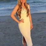 DEREK LAM 10 CROSBY x RTR White Knit Ribbed Crochet Knit Midi Dress Size XS Yellow Photo 14