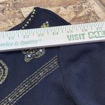 Joseph A  Black Knit Beaded Embellished Top Gold Embroidery Medium Vintage Y2K Photo 8