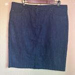 Ann Taylor Dark Wash Denim Knee Length Straight Pencil Skirt 14 Photo 0