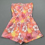 Forever 21  Floral Jumpsuit Romper S Pink Womens Strapless Sleeveless Pockets NWT Photo 1