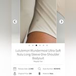 Lululemon NWT Wundermost Ultra Soft Nulu Long Sleeve One Shoulder Bodysuit Tan L Photo 2