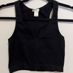 Bozzolo  Black Ribbed Crop Tank Top Sports Bra Activewear Gym Casual Sz S/M EUC Photo 0