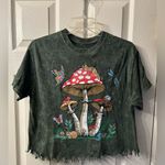 Obsessive Love Green Graphic Tee with Mushrooms and Insects Photo 0
