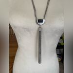 White House | Black Market Silver Black Tassel Long Necklace Photo 6