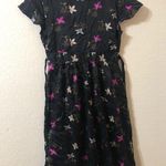 Free People  Black Floral V-Neck Knee Length Silk Dress - XS Photo 5