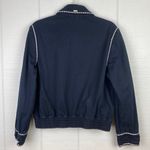 St. John  Sport by Marie Gray Black Zip Up Bomber Jacket White Stitching Trim P Photo 3