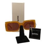 SZADE NIB Dart Sustainable On Trend Rectilinear Burnt Honey/Cherry Cola Sunglass Yellow Photo 6
