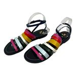 Tory Burch  Multicolor Rainbow Leather Strappy Flat Sandals Size 7.5 Photo 2