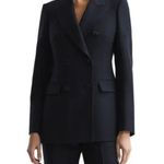 Reiss New Kali Double Breasted Wool Jacket Blazer Navy Blue 100% Wool Size 14 Photo 1