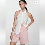 Mango  Striped Denim Shorts Pink Photo 5