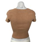 Abercrombie & Fitch Women's Rib Knit Brown Square Neck Short Sleeve Crop Top XS Photo 2