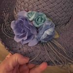 Vintage Blue Woven Hat with Blue Floral Accent Purple Photo 1