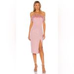 LPA  | Astrid Ostrich Feather Dress Pink Midi Slit Revolve XS Photo 3