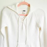 Old Navy NWOT  White Lace Up Wide Collar Sweater sz S Photo 1