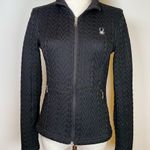 Spyder Black Cable Knit Full Zip Fleece Lined Sweater Jacket Women’s Size XS Photo 0