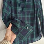 J.Crew Navy Plaid Tuxedo Bib Blouse E5598 Small Preppy Fall Classic Academia Photo 3