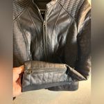 Trouve Black Quilted Bomber Jacket leather houndstooth zip up moto classic S Photo 9