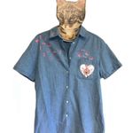 Karen Scott  Embroidered Heart Denim Shirt Flowers Photo 4