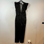 7 For All Mankind Jumpsuit Ruffle Deep V Neck Sleeveless Party Formal Black-M Photo 1