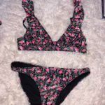 Aeropostale Pink And Black Floral V Cut Bikini Photo 0