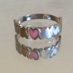 Vintage Dainty Pink White Heart Wrap Around Chain Band Ring Photo 4
