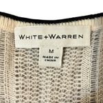 White + Warren 100% Cashmere Knit Sweater Semi Sheer Cream Womens Medium Black Photo 3