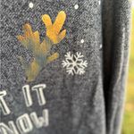 Wanna B Gray and Gold Women's Sweater - Let It Snow Photo 3