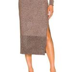 Milly Women's Cacao Gold Metallic Midi Side Slit Skirt Size Small Rose Gold Photo 0