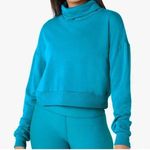 Beyond Yoga  ALL TIME CROPPED PULLOVER Turtleneck Blue NWT Photo 0