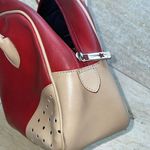 Tosca Blu Leather Purse Handbag Made In Italy red Tan Perforated Corners‎ Photo 9
