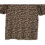 ZARA  Leopard Print Lightweight Ruffled Turtle Neck Short Sleeve M Brown Black Photo 4