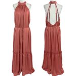 One One Six New Open Back High Neck Sleeveless Tiered Maxi Dress Clay Size Large Photo 1