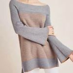 Anthropologie By  Boat Neck Bell Sleeve Sweater Size Small Gray/orange Stretch Photo 2
