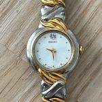 Seiko  Diamond Vintage Ladies Watch Two-Tone Bracelet Round White Dial Photo 2