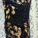 Glare Black tan velvet asymmetrical Dress side ruching floral small adjustable straps Photo 7