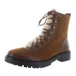 Lucky Brand Heritage Leather Wool Brown Sherpa Combat Boots 8 Rustic Hiking Winter Warm Cozy Photo 0