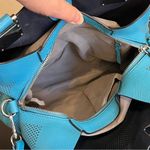 Vince Camuto  Beatt blue Moon perforated leather satchel bag with strap EUC Photo 4