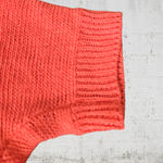 Theory  Coral Orange Linen Short Sleeve Boat Neck Open Knit Blouse Size Small Photo 3