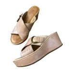 Born Womens Curstyn Wedge Sandals Sz 7 Platform Tan Leather Slides Shoes D89602 Photo 0