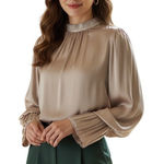 Carmen Marc Valvo Carmen by Satin Blouse Champagne Size XL Photo 0