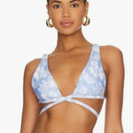 L Space Bikini Top Womens XL Blue Avery Floral Bali Blooms Romantic Boho Beach Photo 0