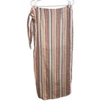 Free People  Multicolor Striped Midi Tie-Waist Wrap Aubrey Sarong Skirt Size 10 Photo 2