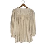 Wonderly XL Cream Beige Blouse Peasant Airflow Ruffle Neck Long Sleeve Top Photo 1