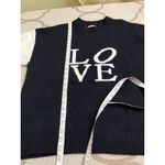 Elan  LOVE Colorblock Black White Long Sleeve Pullover Sweater, Size Large Photo 8
