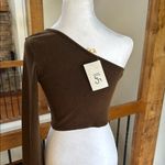 POL One Shoulder Brown Crop Top bodycon ribbed stretch Photo 5